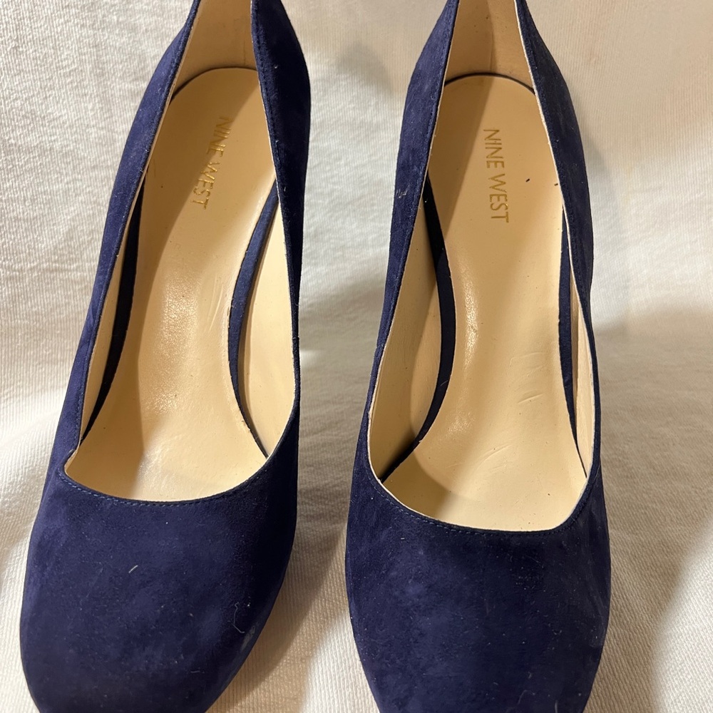 Nine West Dark Blue Suede Heels